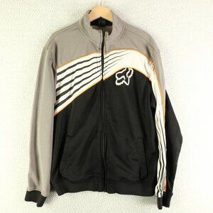 Fox Jacket Mens Extra Large Gray Black Full Zip Track Jacket Pockets Full Zip